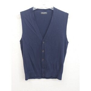 Kallspin Sweater Vest Mens Medium Blue Button Front Wool Blend Sleeveless preppy